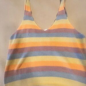 RVCA Pastel Striped V-Neck Ribbed Tank Top Size L